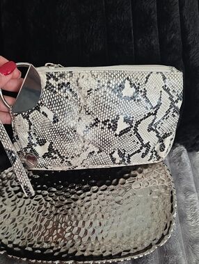 Source Unknown Snake-Print Wristlet in Black & White
